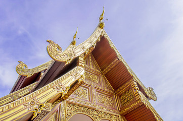 Buddhist Temple Art with Naga Structure on Gable