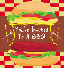 BBQ Party Big Burger invitation