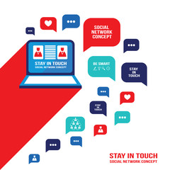 Social network communication concept Laptop and icons