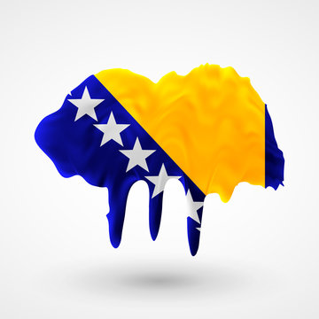 Flag of Bosnia and Herzegovina painted colors