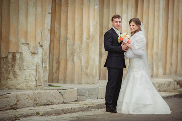 Wedding bride groom kiss marriage day