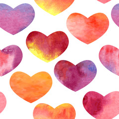 vector seamless watercolor pattern with hearts