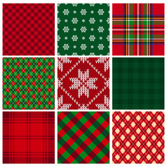 collection of vector seamless christmas backgrounds