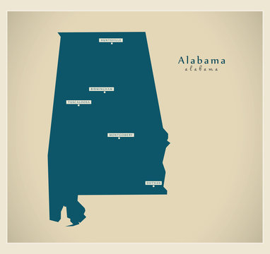 Modern Map - Alabama USA