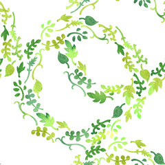 vector seamless pattern with leaves by watercolor