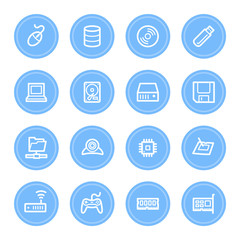 Computer components web icons set