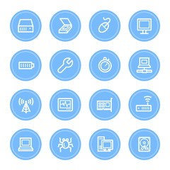 Computer components web icons set