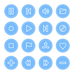 Media player web icons set