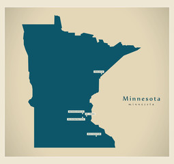 Modern Map - Minnesota USA