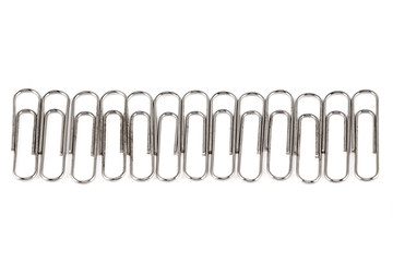 Photo of group steel paperclips
