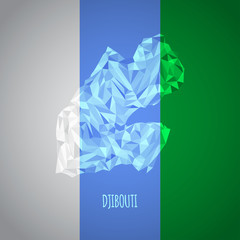 Low Poly Djibouti with National Colors