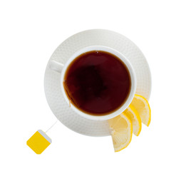 Glass Cup Tea on White Background.