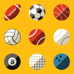 Flat icon set. Sport ball