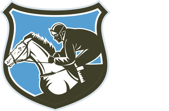 Jockey Horse Racing Side Shield Retro