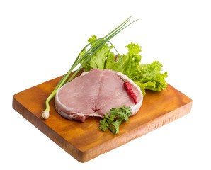 Raw pork steak