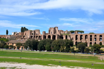 Ruins of Circus Maximus and the Domus Augustana in Rome