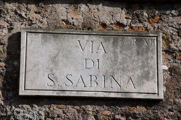 Via di Santa Sabina, street plate in rome