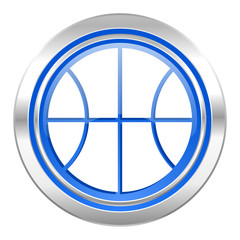 ball icon, blue button, basketball sign