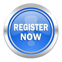 register now icon, blue button
