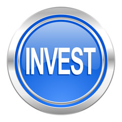 invest icon, blue button