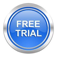 free trial icon, blue button