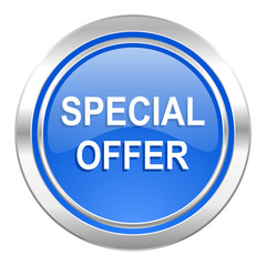 special offer icon, blue button