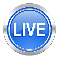 live icon, blue button