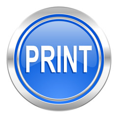 print icon, blue button