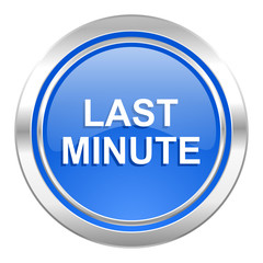 last minute icon, blue button