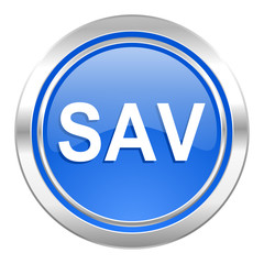 sav icon, blue button