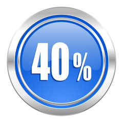 40 percent icon, blue button, sale sign