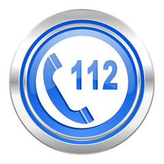 emergency call icon, blue button, 112 call sign