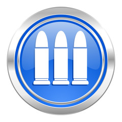ammunition icon, blue button, weapoon sign
