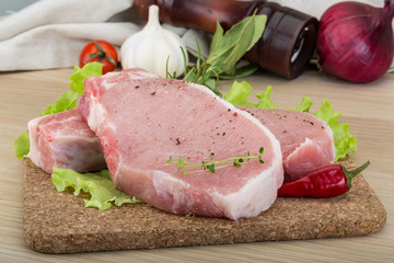 Raw pork steak