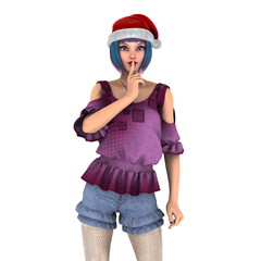 サンタクロース帽子の女性