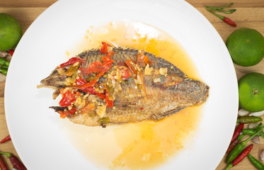 Fried fish with chili sauce