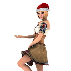 サンタクロース帽子の女性