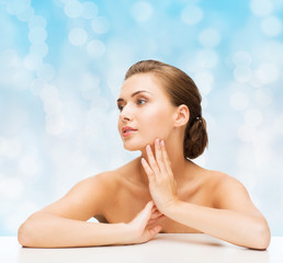 smiling woman with clean perfect skin