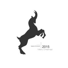 Vector goat symbol with black profile silhouette of a long