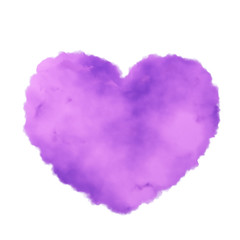 Naklejka na ściany i meble Purple cloud in heart shape on white background