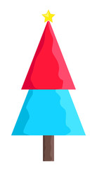 Colored Christmas Tree with Star