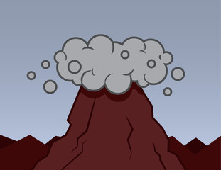 Volcano with smoke surrounding the top