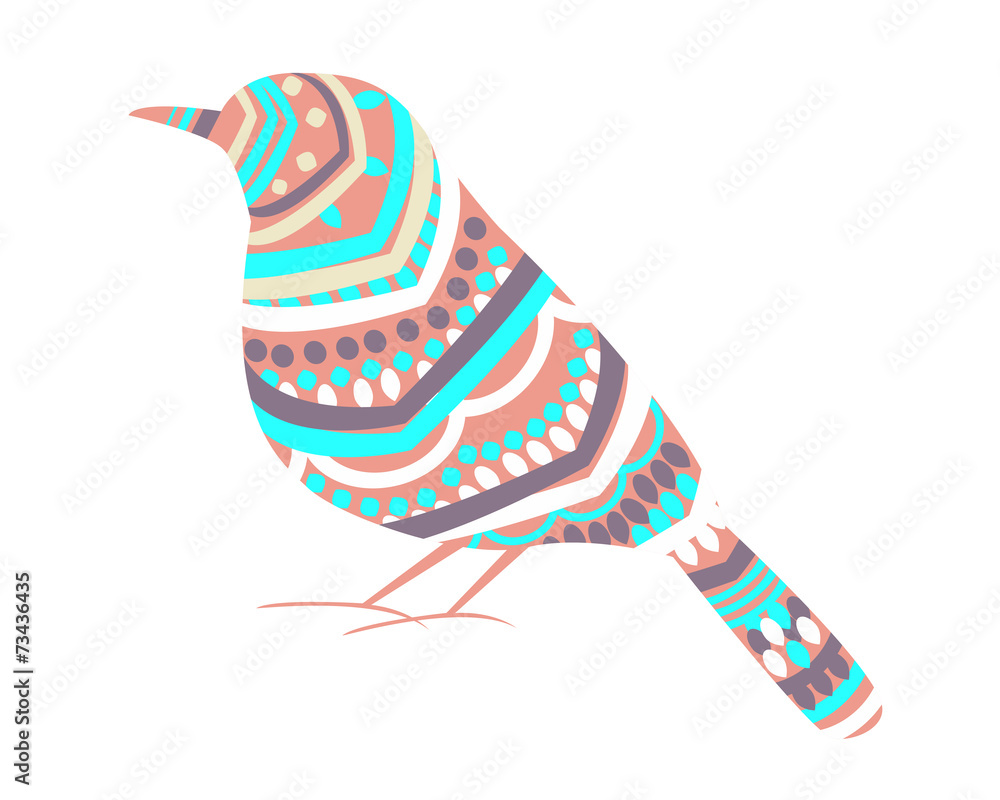 Aufkleber white background with bird and abstract pattern