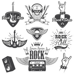 Fototapeta premium Zestaw emblematów muzyki rock and rolla. zestaw 2