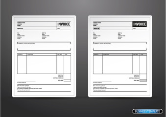 Template of unfill paper tax invoice form
