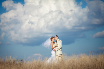 Fototapeta premium wedding bride groom kiss loving couple marrige