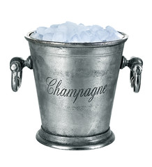 Champagne bucket, full with ice isolated on white background