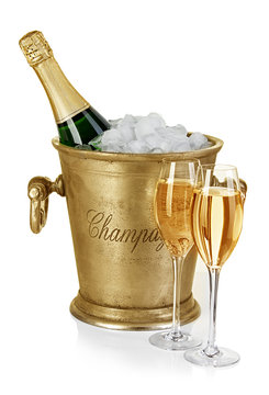 Bottle of champagne  in ice bucket