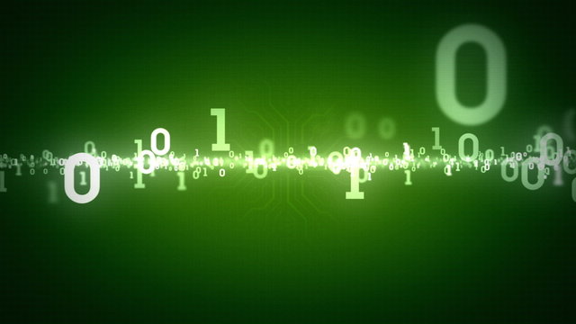 Binary Numbers Zooming Green