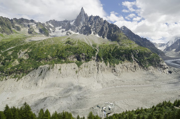 Alpine landscape with mountains and glacier